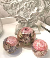 Trio of Pink Floral Resin Paperweights by Sparkles Bespoke Resin Thumbnail